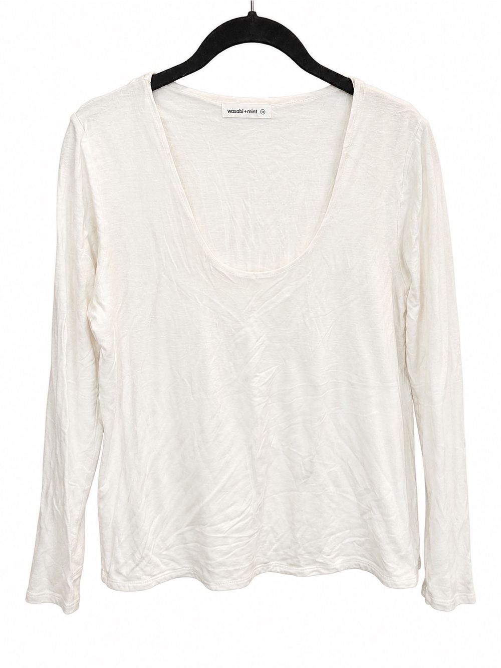Wasabi + Mint Women's Cream Scoop Neck Long-Sleeve Tee